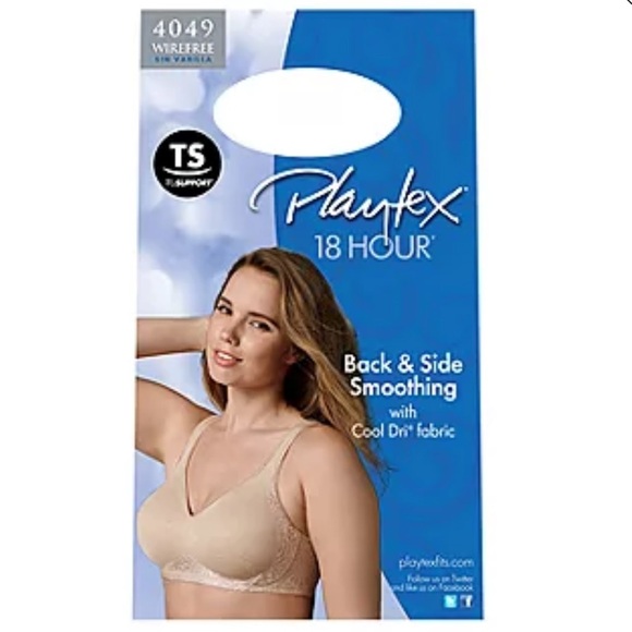 Playtex 18 Hour Side & Back Smoothing Seamless Wireless Full Coverage Bra 46D - Picture 4 of 8